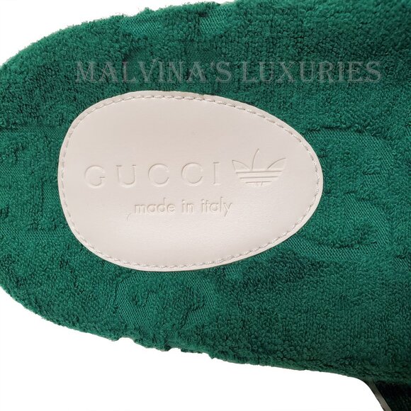 GUCCI MENS SHOES ADIDAS X GG GREEN COTTON SPONGE PLATFORM SANDAL SLIDE sz 9 9.5 - Picture 11 of 16